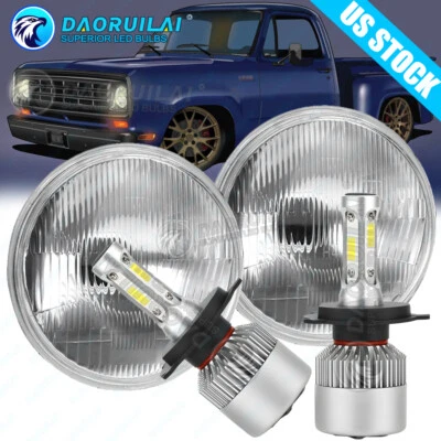 DOT Pair 7" inch Round LED Headlights Hi/Lo Housing For Dodge Dart 64-1976 D100 - Image 1 of 4