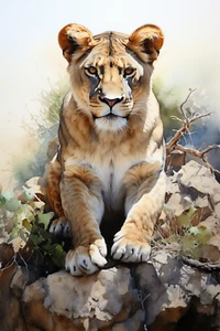 Póster de arte de león, animal de safari de leona, estampado de animal de la selva, póster de decoración de pared - Imagen 1 de 4