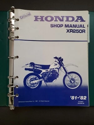 HONDA XR250R XR 250 1981-1982 OEM Manual de reparación de servicio de taller y carpeta verde BONITO Foto 1 de 4