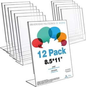 8.5X11 Acrylic Sign Holder Clear Display Stand Table Office Home Store 12 Pack - Picture 1 of 10