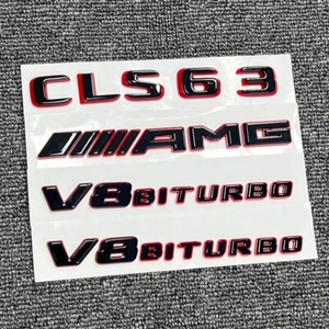 Black RED CLS63 AMG V8 BITURBO Emblem Badge Sticker Set For Mercedes Benz CLS63 - Bild 1 von 2