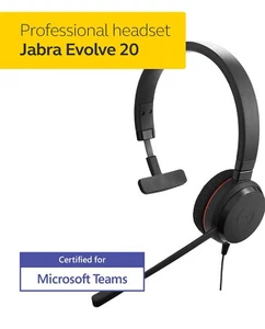 Jabra Evolve 20 Mono Headset – Microsoft Certified Headphones for Voip Softphone - Photo 1/6
