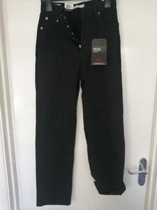 Levis Ribcage Super High Rise Straight Ankle Jeans W26 L29 Black With Tags - Picture 1 of 7