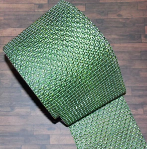 24 Row leaf green Diamonte Crystal Effect Rhinestone Cake Decoration Ribbon Mesh - Picture 1 of 1