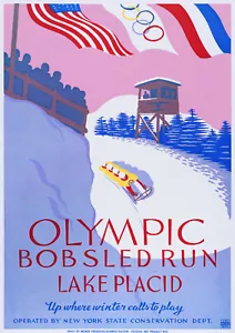 Olympic Poster - Lake Placid / USA / Winter / 1932 - Vintage Reprint A4 Wall Art - Picture 1 of 1