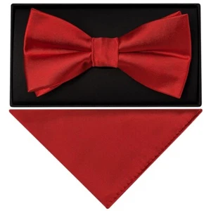 Schlichte scharlachrote Herrenfliege und quadratisches Taschenset Hochzeit formelle Abschlussballfliege - Bild 1 von 4