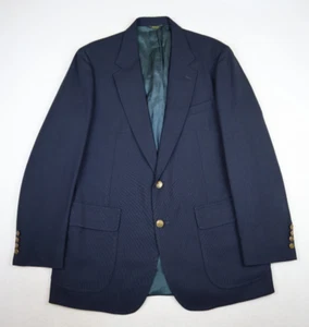 VINTAGE MEN'S NAVY BLUE BLAZER JACKET SPORT COAT - HUNTING HORN - SIZE 42R - Picture 1 of 9