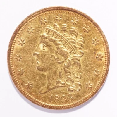 1836 Script 8 Classic Head $2.50 Gold Quarter Eagle - Image 1 of 2