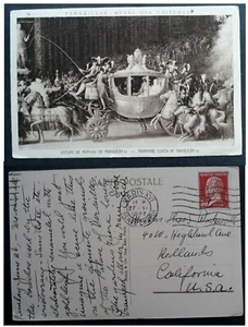 1927 France Postcard-Versailles Car Museum ties 90C stamp cd Paris - Picture 1 of 3