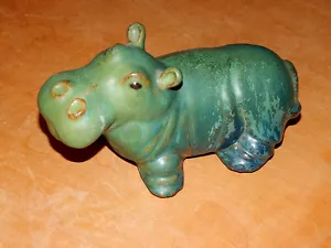 Keramik NILPFERD grünlich - türkise Laufglasur Hippo - Bild 1 von 8