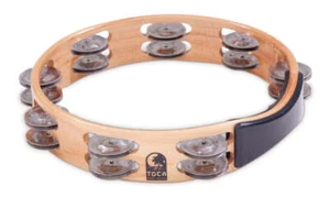 Toca Acacia Wood Tambourine 10" Double Row - Picture 1 of 1