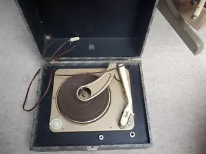 tragbarer alter vintage Plattenspieler im Originalkasten Dual 1003W, 50er Jahre - Bild 1 von 19