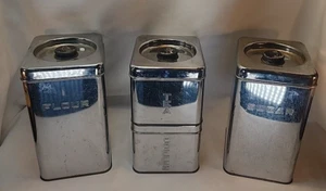 Vintage Lincoln BeautyWare Chrome Canister Set of 4 Sugar, Flour, Tea, Coffee - Picture 1 of 14