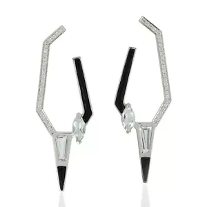 Pendientes de topacio natural de 4,47 quilates de oro blanco de 18 quilates j... - Imagen 1 de 5