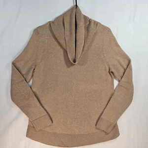 Chico's Brown with Gold Metallic Glitter Turtleneck Sweater Pullover Size 1 M/8 - Picture 1 of 13