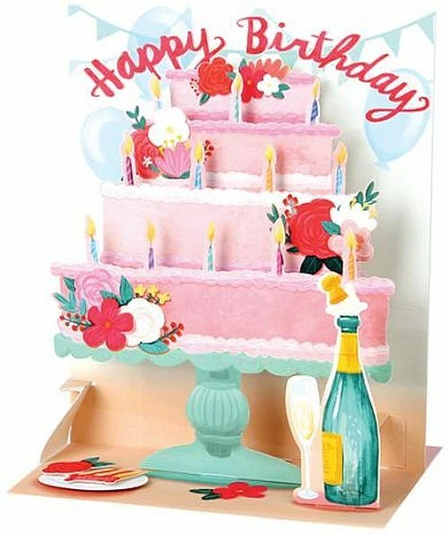 Champagne Birthday Greeting Card 3D Pop Up with Sound Effects  - Image 1 of 1