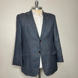 Peter Millar Men's 44R Sport Coat Blazer Jacket Blue Check Wool 2-Button Vintage - Picture 1 of 11