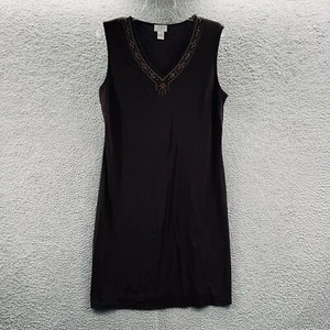 Ann Taylor Loft Womens Tank Dress Extra Large Brown Beaded Pullover Sleeveless - Picture 1 of 8
