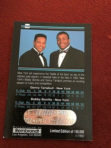 1992 Rembrandt Hologram Baseball Trading Card P20 BOBBY BONILLA DANNY TARTABULL
