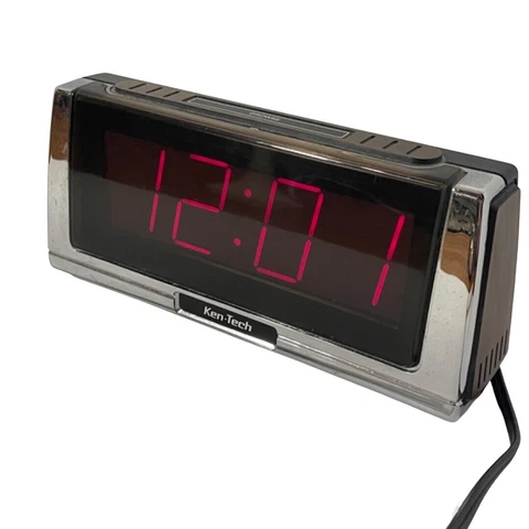 Vintage Ken-Tech Digital Clock Faux Wood Grain Model T-2018 Tested Working Cover
