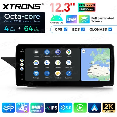 4G LTE CarPlay Android 14 Car Stereo GPS Sat Navi USB For Benz E-Class S212 W212 - Image 1 of 4
