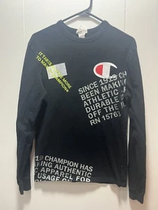 Champion Crewneck Pullover Sweatshirt Black Size Small Men's Casual Leisure Top - Picture 1 of 7