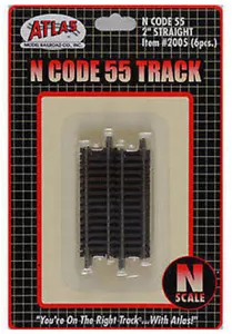 Atlas N Scale Code 55 2" Straight 6-Pack Model Train Track - Picture 1 of 1