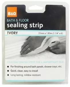 B&Q Bath & Floor Silicone Sealing Strip - Ivory (Size: 31mm x 1.83) - Picture 1 of 4