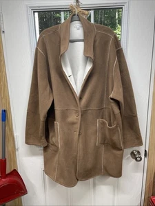 Susan Graver Größe 3x hellbraune und weiße lange Wende-Fleecejacke - Bild 1 von 19