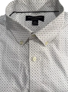 Banana Republic Shirt Men XL Slim Fit Button Down White Print - Picture 1 of 6
