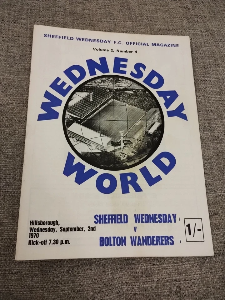 Sheffield Wednesday V Bolton Wanderers 02/09/1970 Division 2 Programme - Image 1 of 1