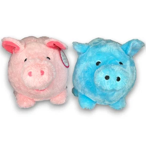 Fab NY Jumbo Plush Piggy Bank Pink & Blue Stuffed Animal Coin Banks 11” Gift Set - Picture 1 of 17