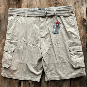 Beverly Hills Polo Club Mens Khaki Cargo Shorts Stretch Relaxed Fit Size 48W - Picture 1 of 11