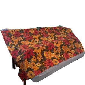 Vintage Vera Neumann "Herbst" Blumen Tischdecke Retro Orange & Rot 60"x99" Rechteck - Bild 1 von 10