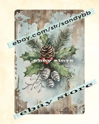 Pine Cone Canvas Tin Sign Rustic Winter Neutral - Image 1 of 4