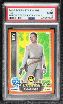 2015-16 Topps Star Wars Force Attax Extra Rey #2 PSA 9 MINT - Image 1 of 2