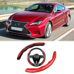 Cubierta de volante de 15" de cuero fibra de carbono + rojo para Lexus RC200t RC300 RC350 - Imagen 1 de 14