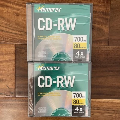 Memorex CD-RW Rewritable 4x Multi-Speed, 700MB, 80 Minutes with Slim Jewel Case - Image 1 of 3