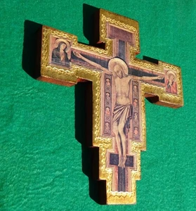 Vintage Giotto Holz Kreuz aus Italien Kruzifix Jesus 8 1/2" - Bild 1 von 3