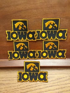 Lot Of 5 Iowa Hawkeyes vintage iron on embroidered patches 3" X 2"  - Picture 1 of 3