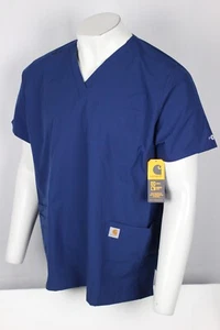 Carhartt Scrubs Top Unisex Force Essentials Modern V Neck 6 Pocket Blue C15013 - Picture 1 of 6
