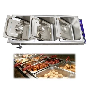Calentador de alimentos 110V 3 sartenes encimera baño marie buffet acero inoxidable 6" de profundidad - Imagen 1 de 22