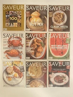SAVEUR MAGAZINE 2008 LOT OF 9 ISSUES NO. 108-116 COMPLETE YEAR FOOD WINE COOKING - Image 1 of 4