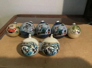 Vintage Lot-7 Bradford Ice skating Plastic; Shiny Brite; USA Christmas Ornaments - Picture 1 of 7
