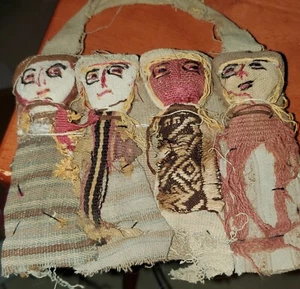 PERUVIAN CHANCAY BURIAL DOLLS CLOTH TEXTILE FOLK ART PERU - Picture 1 of 2