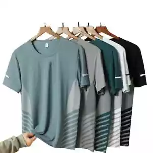 Mens Quick Dry T Shirts Athletic Running Workout Shirts Short Sleeve Tee Tops - Picture 1 of 13