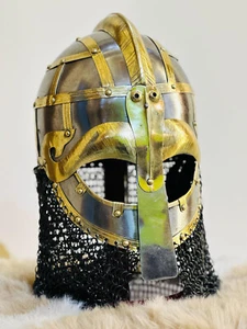 Vandal Medusa Helmet Viking chainmail Metal Helmet Medieval Knight Chainmail - Picture 1 of 7