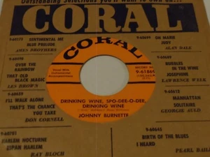 Repro 45 Johnny Burnette Trio Trinken Wein Spo-Dee-O-Dee Koralle - Bild 1 von 2