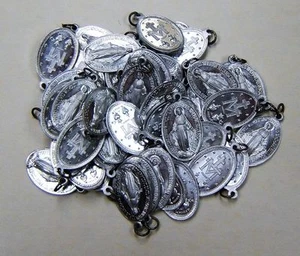 Set LOT of 25 Catholic Miraculous Mary Medal Lot Gift Silver Tone Metal 7/8"   - Picture 1 of 7