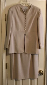 Le Suit Gonna Tuta Donna Taglia 12 Petite Colore Beige Chiaro Crema Set Due Pezzi - Foto 1 di 10